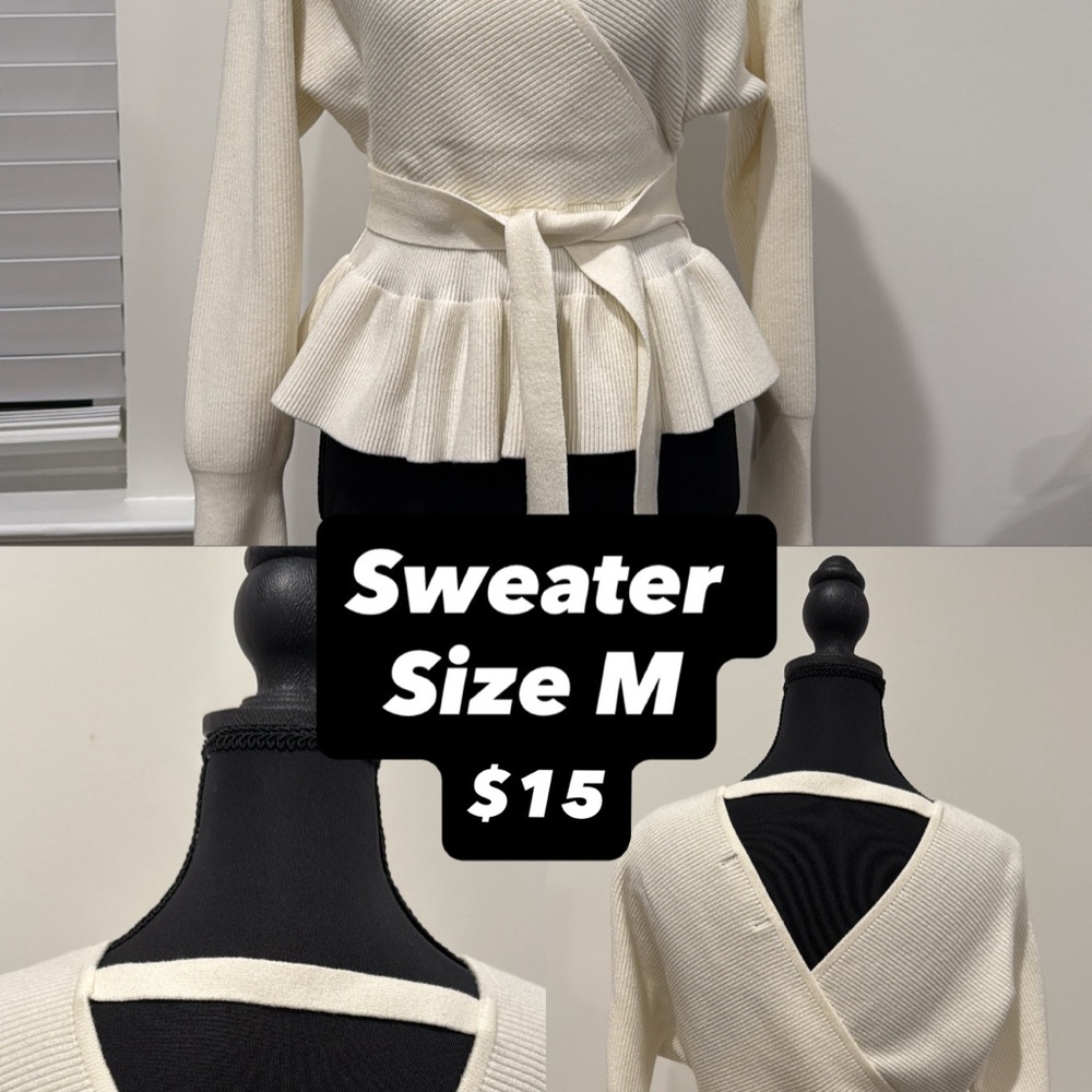 Elegant Cream Wrap Sweater